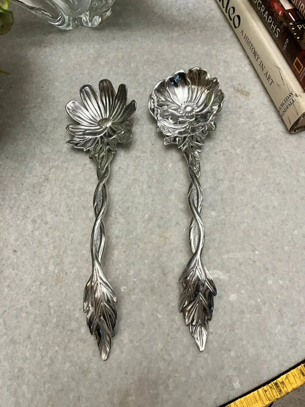 vintage Fitz and Floyd Botanical floral serving utensils set of 2